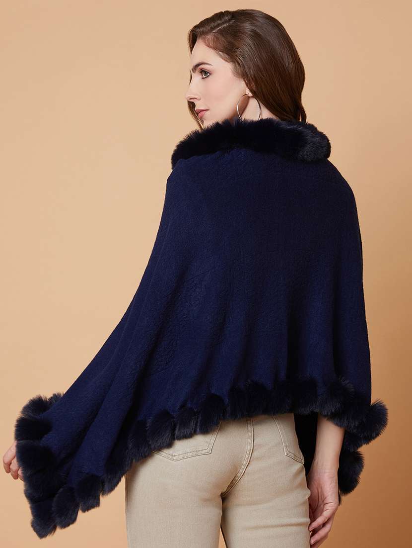 women navy blue solids poncho - 21387727 -  Standard Image - 2