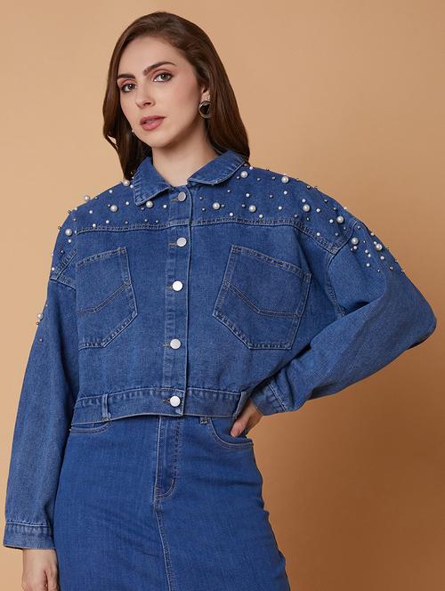 women blue denim denim jacket - 21387770 -  Standard Image - 0