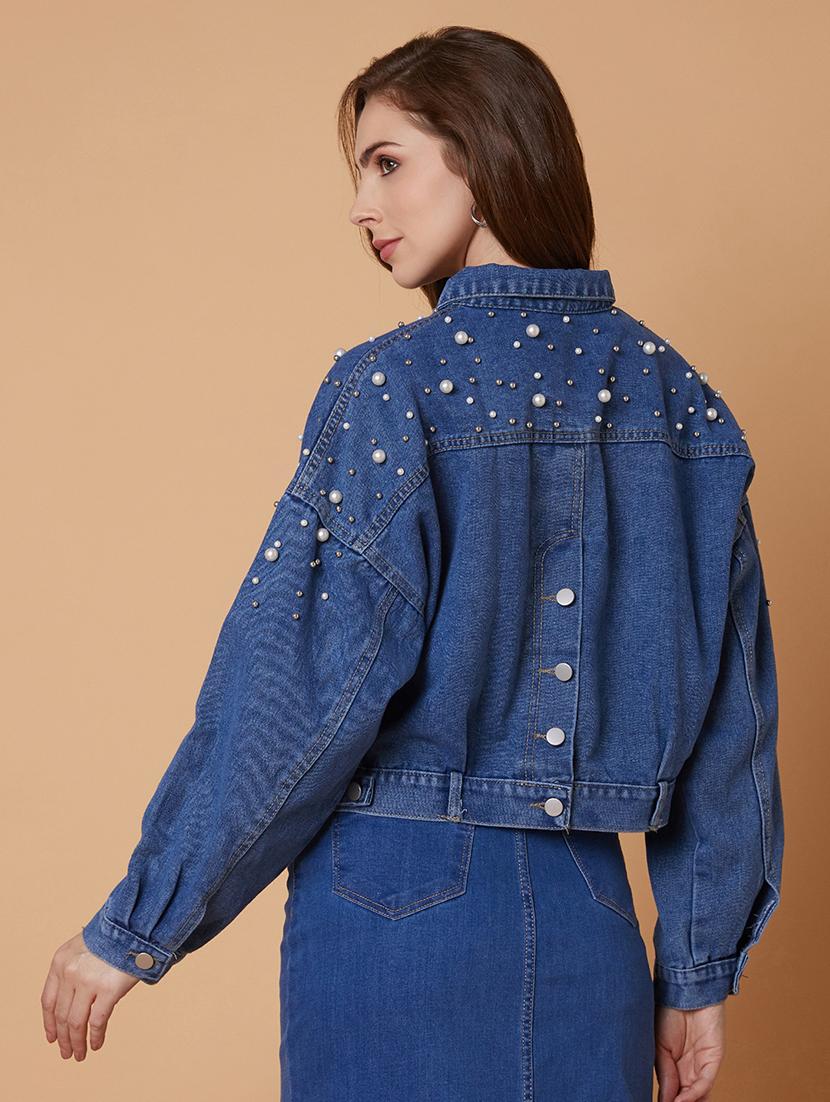 women blue denim denim jacket - 21387770 - Standard Image - 2