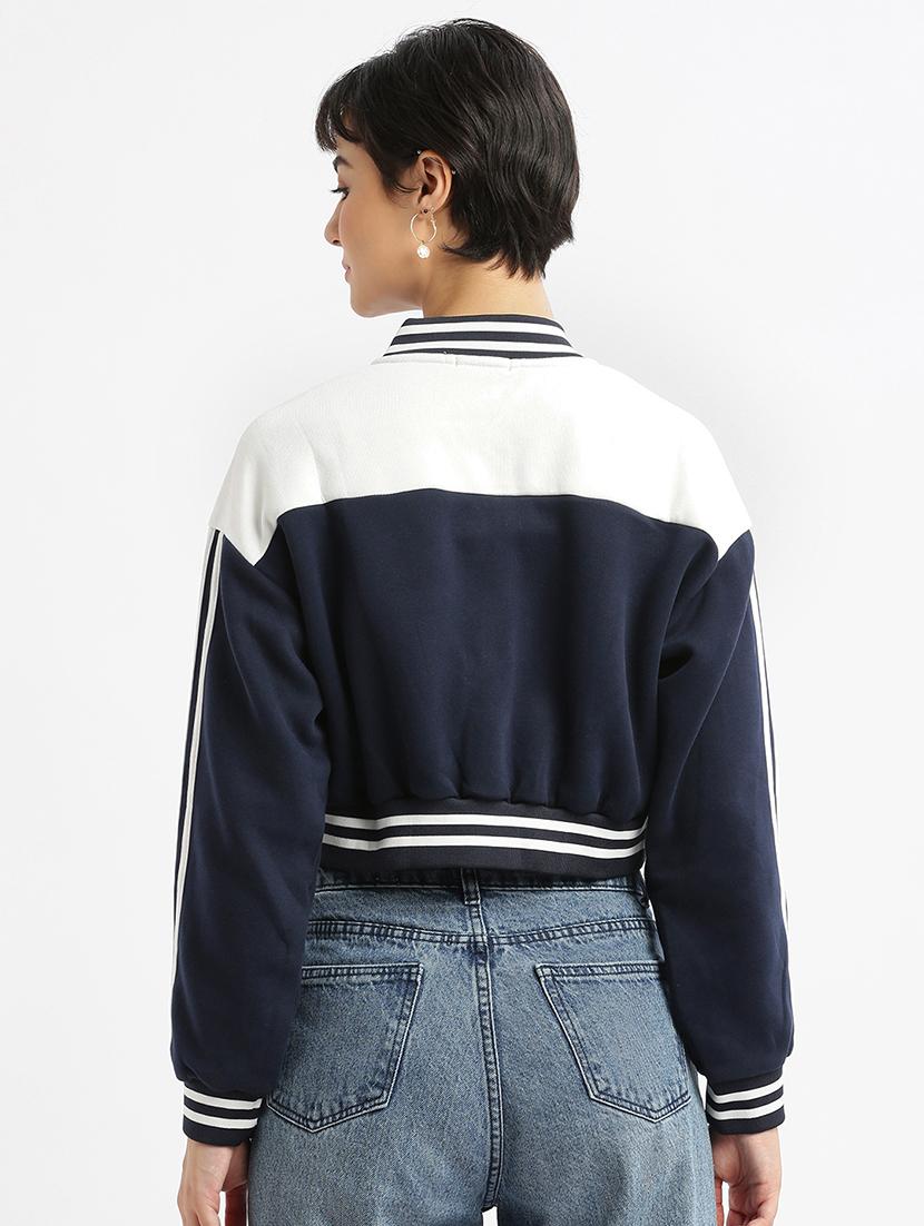 cotton varsity crop jacket - 21387781 - Standard Image - 2
