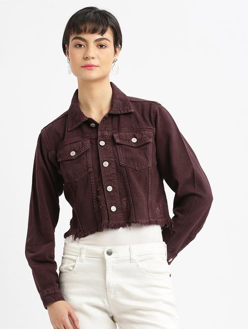 showoff women's purple denim jacket - 21387783 -  Standard Image - 0