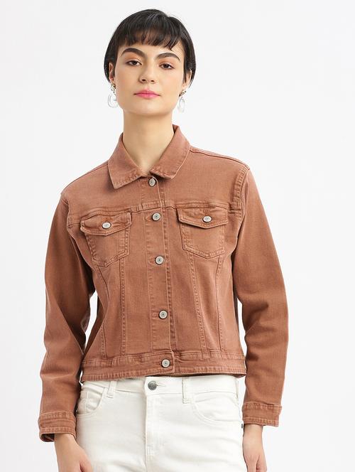 women long sleeve solid denim jacket - 21387788 -  Standard Image - 0