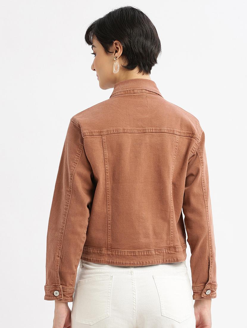 women long sleeve solid denim jacket - 21387788 - Standard Image - 2