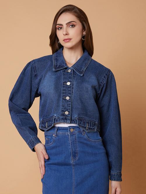 women blue denim jacket - 21387793 - Standard Image - 0