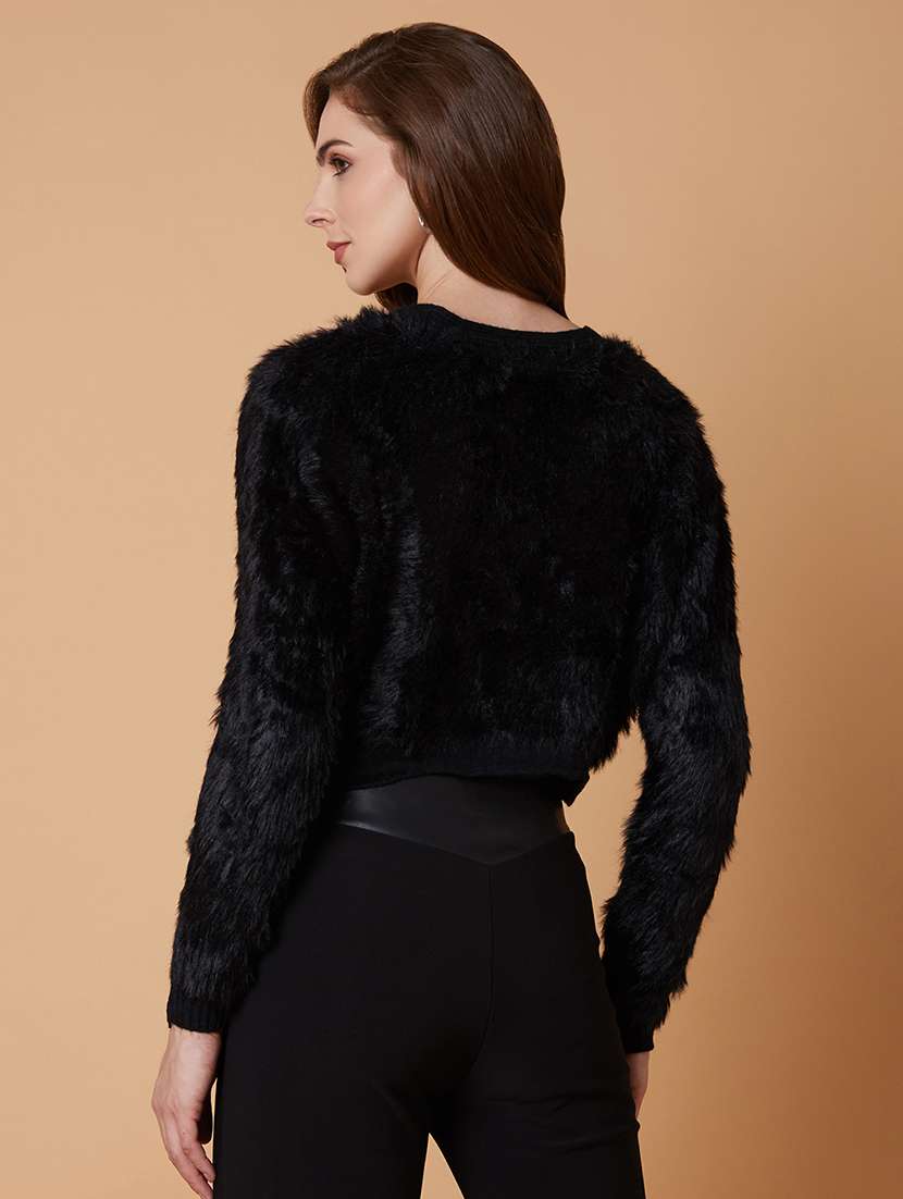 women black fur cardigans with inner slip - 21387800 -  Standard Image - 2