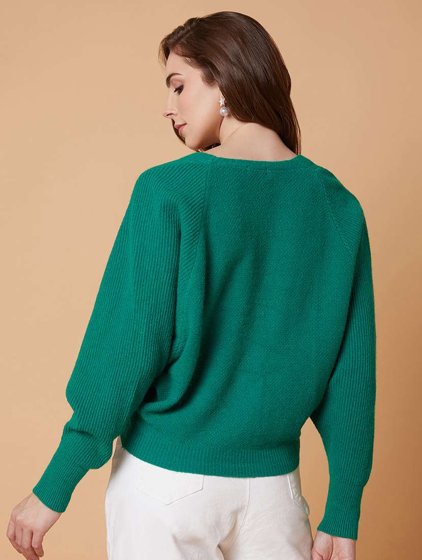 green solid acrylic cardigan - 21387804 -  Standard Image - 2