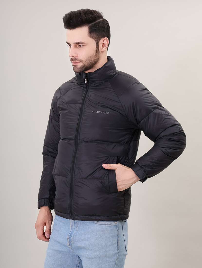 men solid bomber jacket - 21387974 - Standard Image - 2