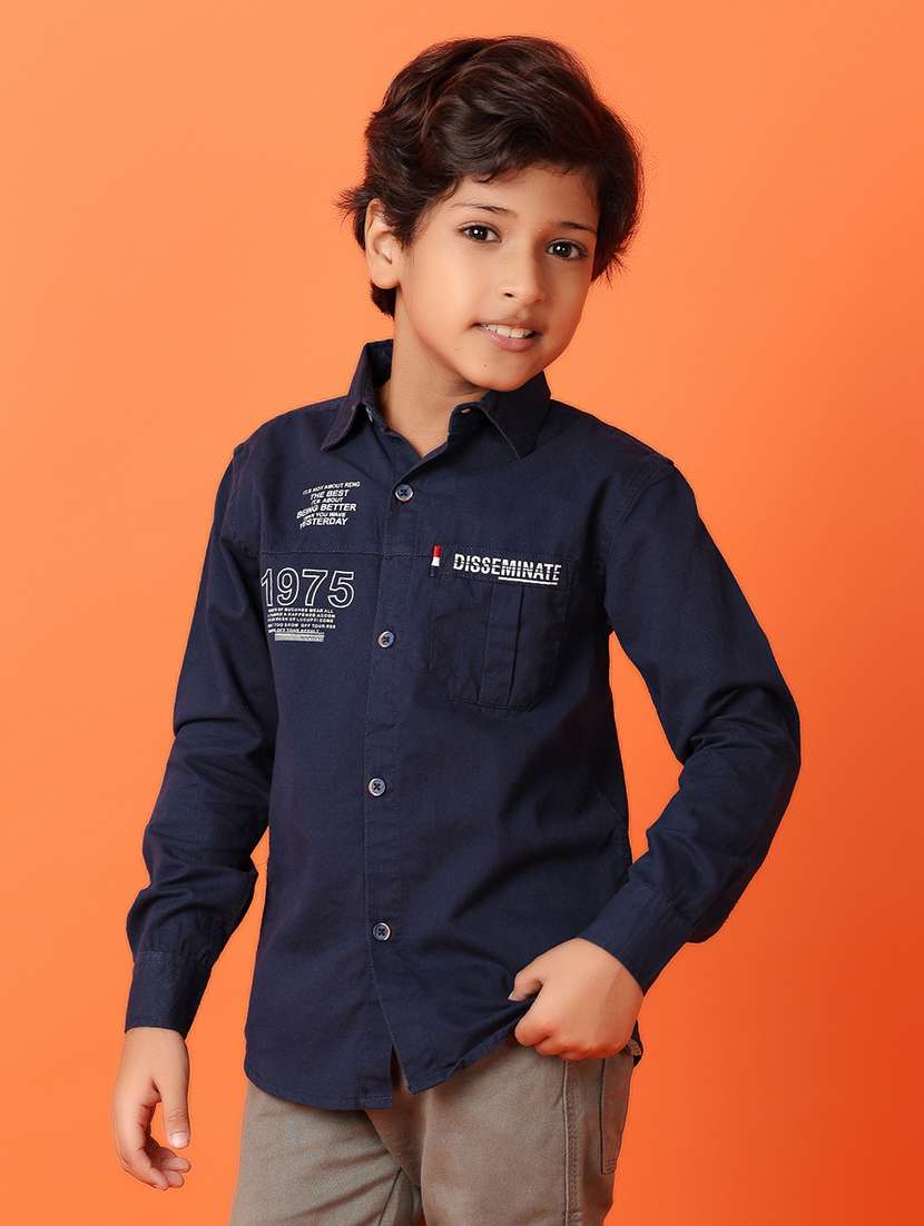 boys navy blue cotton shirt - 21388057 -  Standard Image - 2