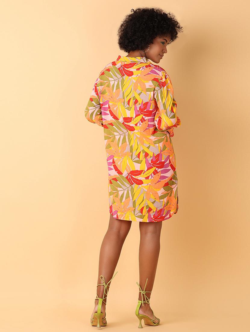 women printed long sleeve shirt dress - 21388085 - Standard Image - 2