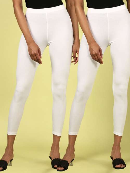 women ankle length solid set of 2 leggings - 21388418 - Standard Image - 0