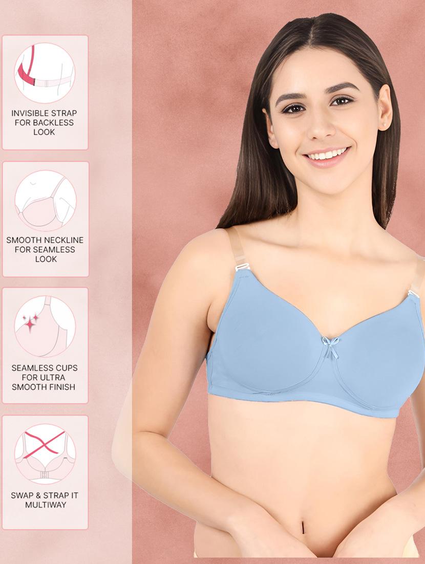 women blue cotton t-shirt bra - 21388480 - Standard Image - 2