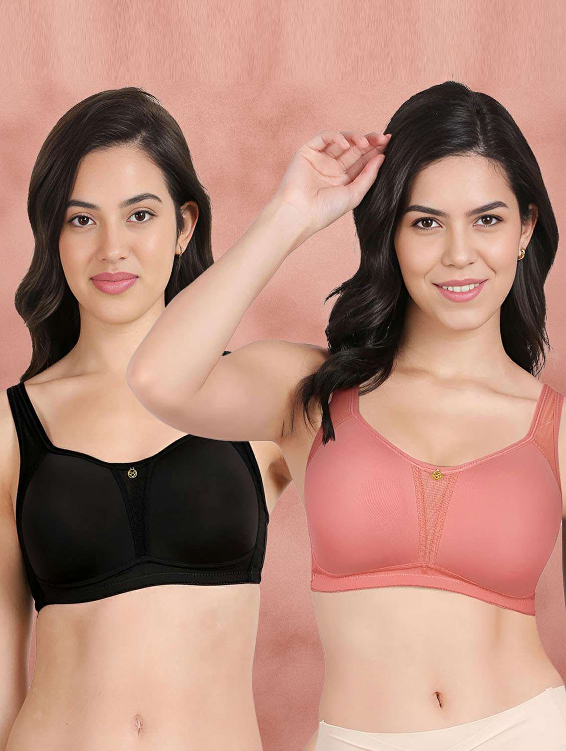 pack of 2 solid multi colored minimizer bra