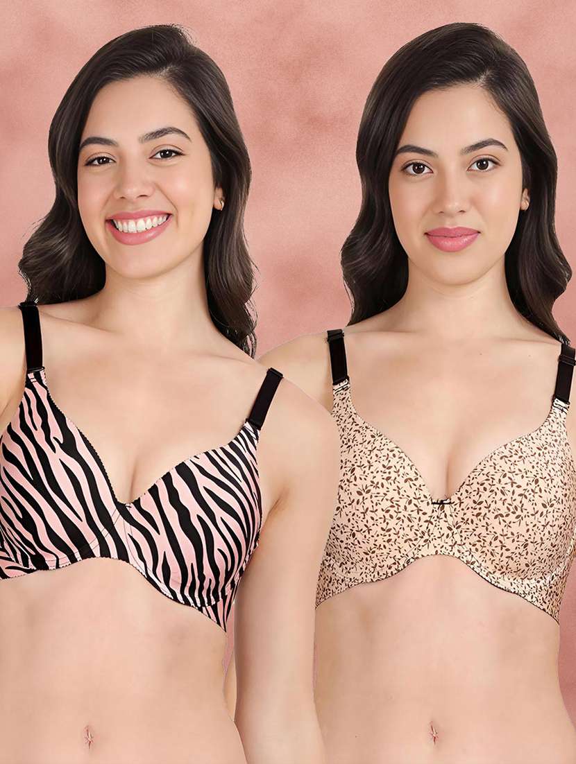 pack of 2 printed multi colored t-shirt bra