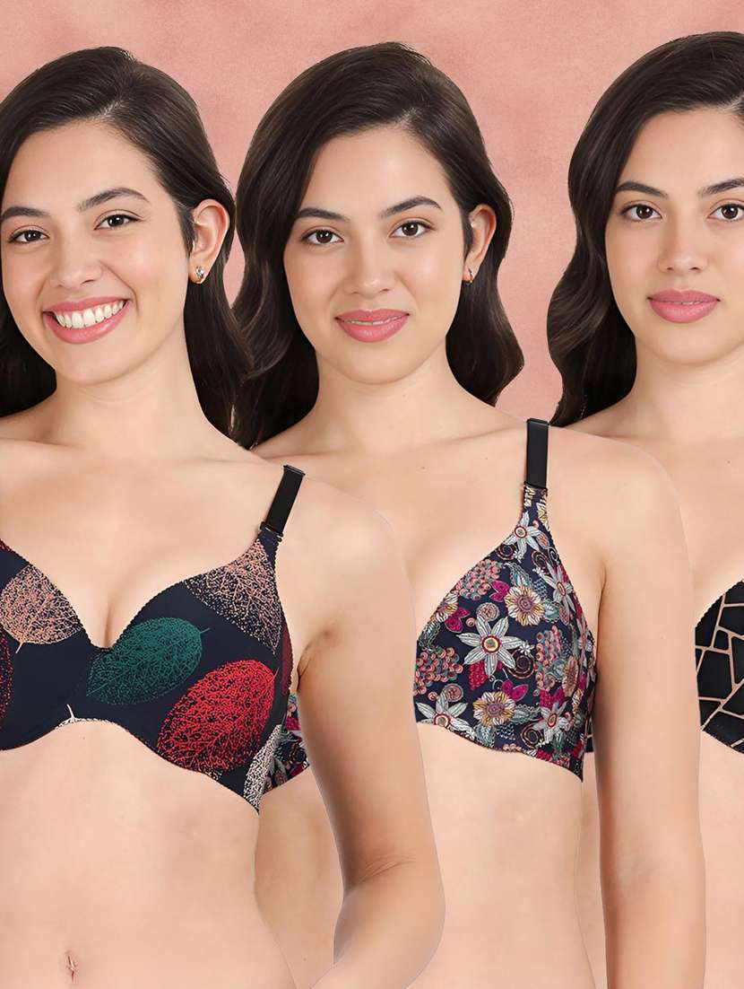 pack of 3 printed bra combos