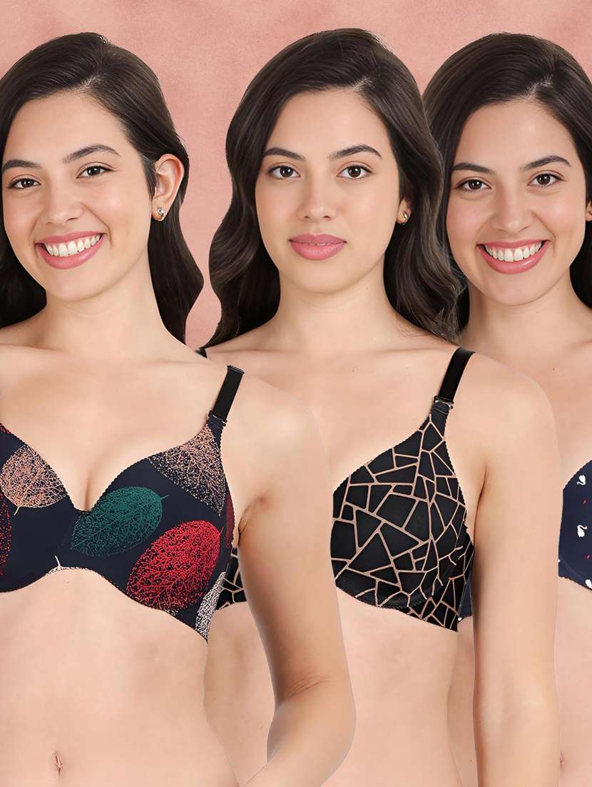 pack of 3 printed bra combos
