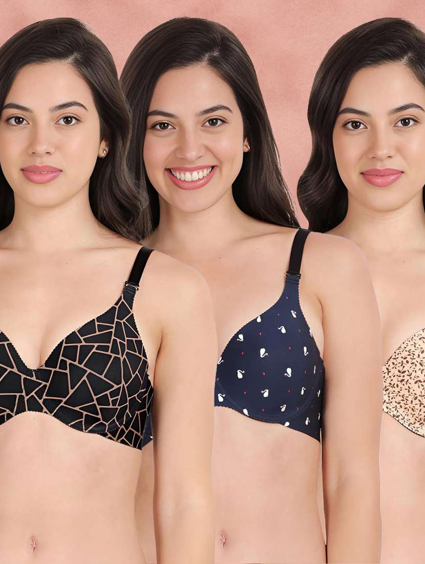 pack of 3 printed bra combos
