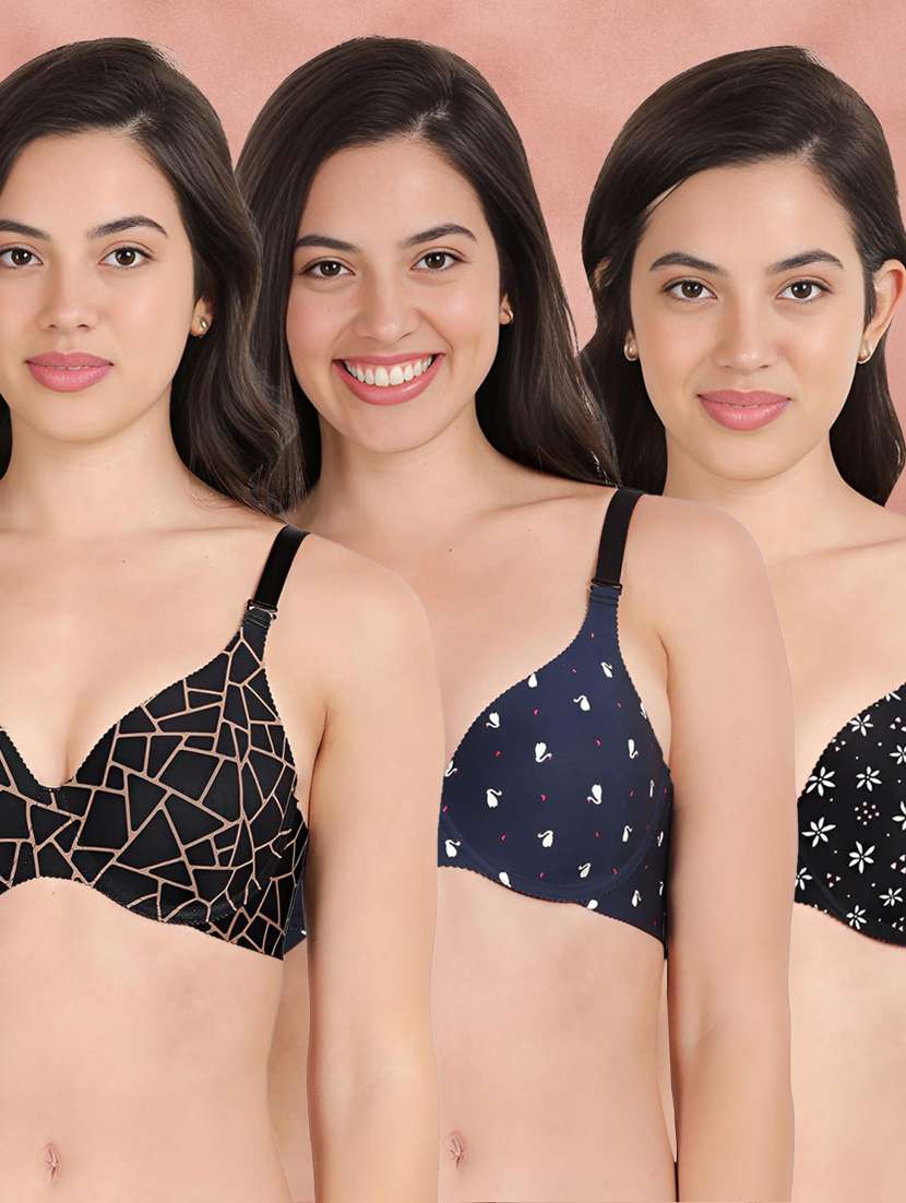pack of 3 printed bra combos