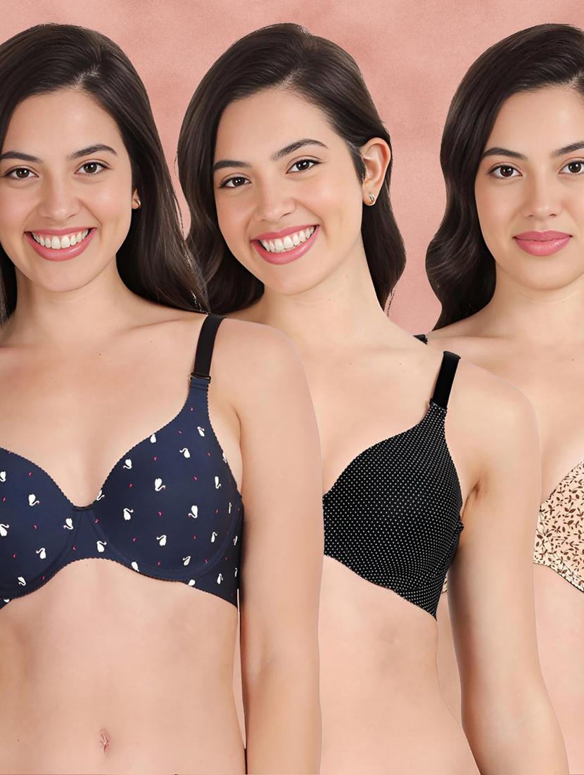 pack of 3 printed bra combos