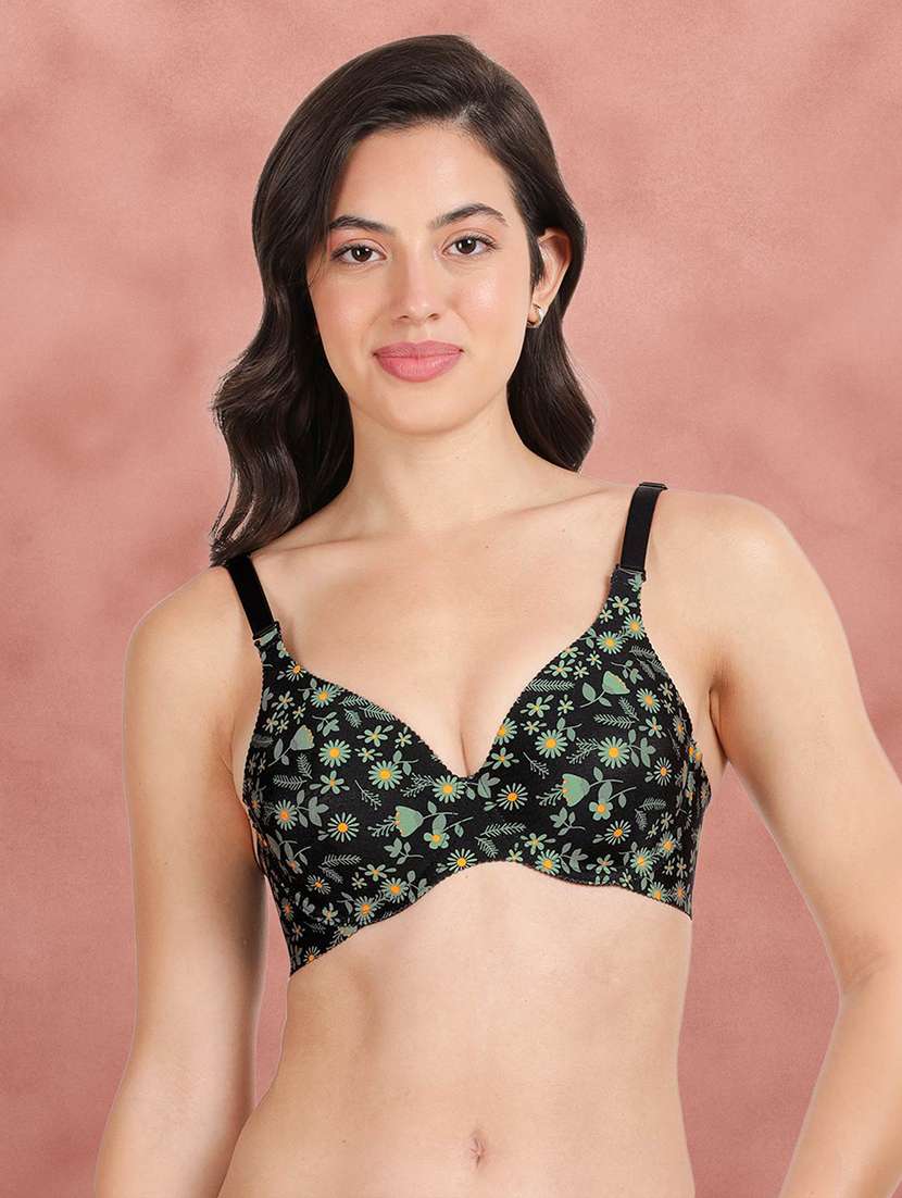women floral print t-shirt bra