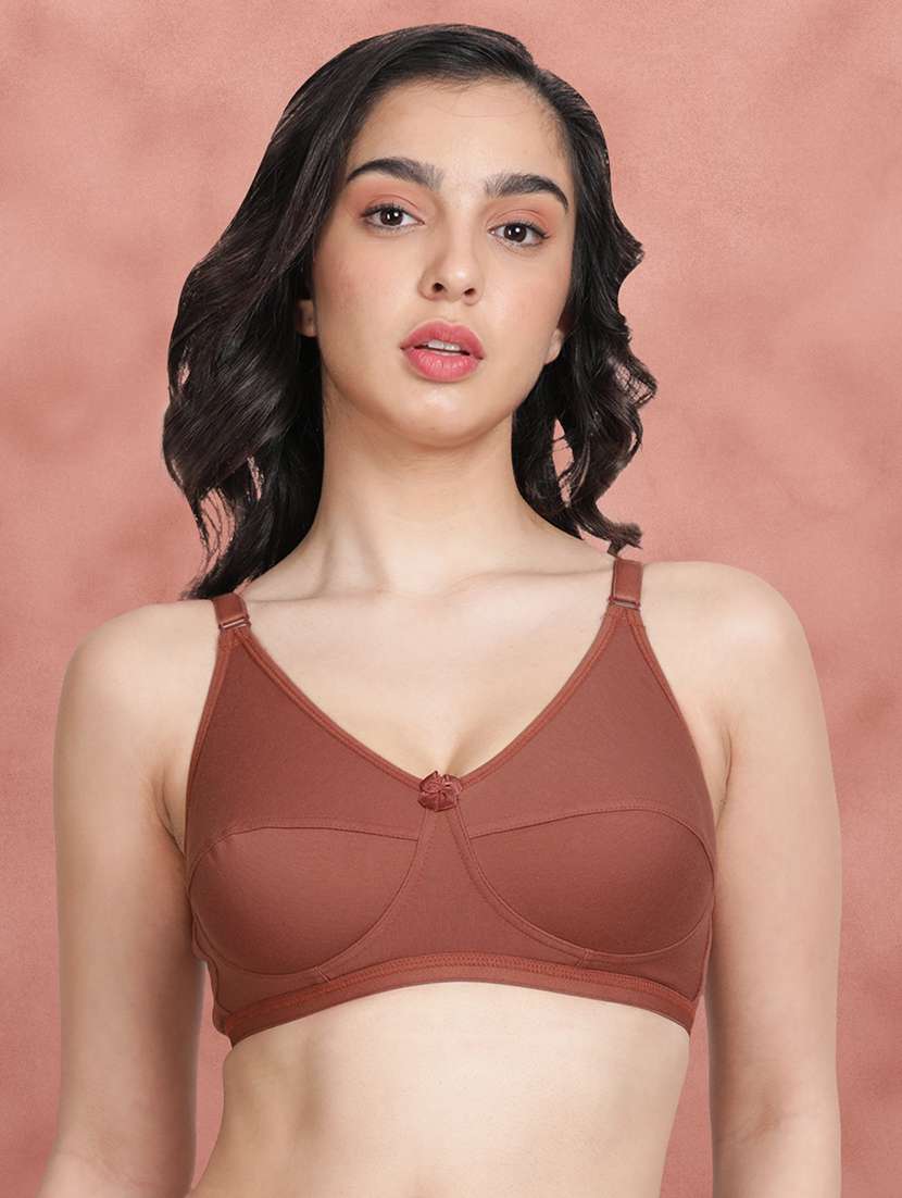 women brown solids regular bra
