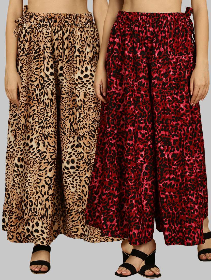 set of 2 multi colored crepe palazzo