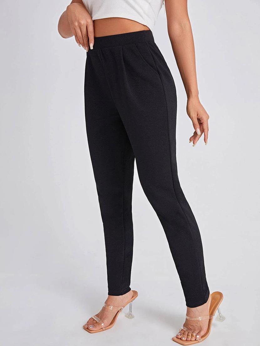 women mid-rise solid cigarette pants trouser - 21389056 - Standard Image - 2