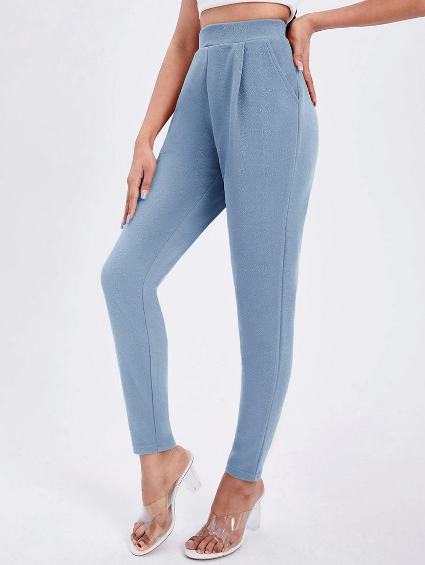 turquoise solid cigarette pants trouser - 21389061 - Standard Image - 2