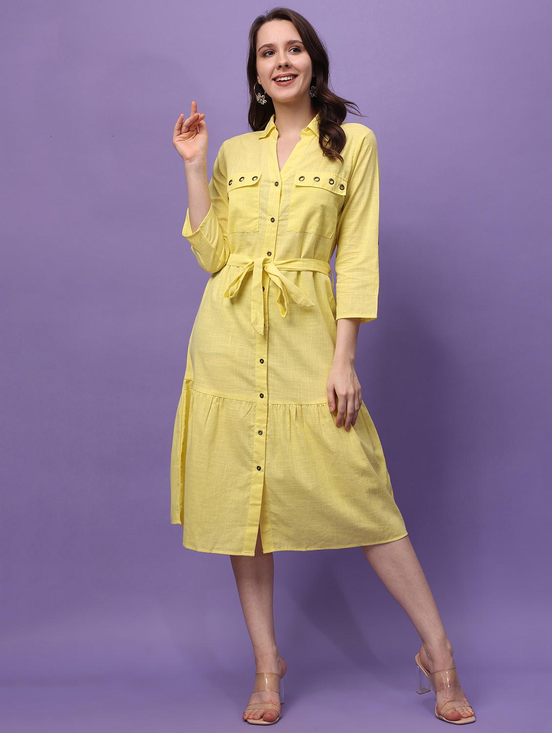 women yellow solid shirt dress - 21389121 -  Zoom Image - 0