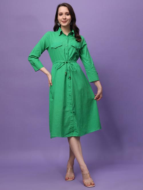 green solid shirt dress - 21389122 -  Standard Image - 0
