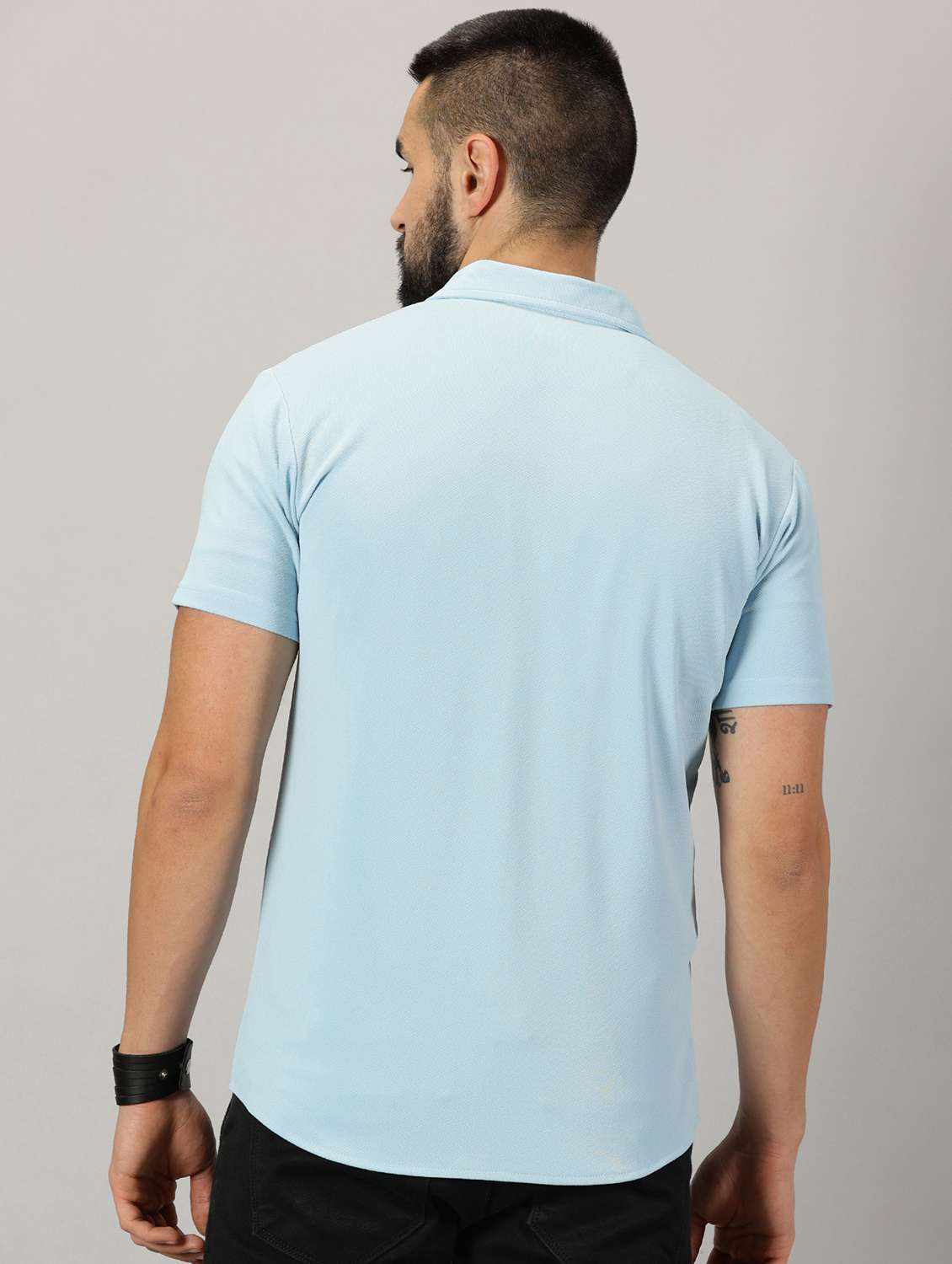 men short sleeve solid casual shirt - 21389156 - Standard Image - 2