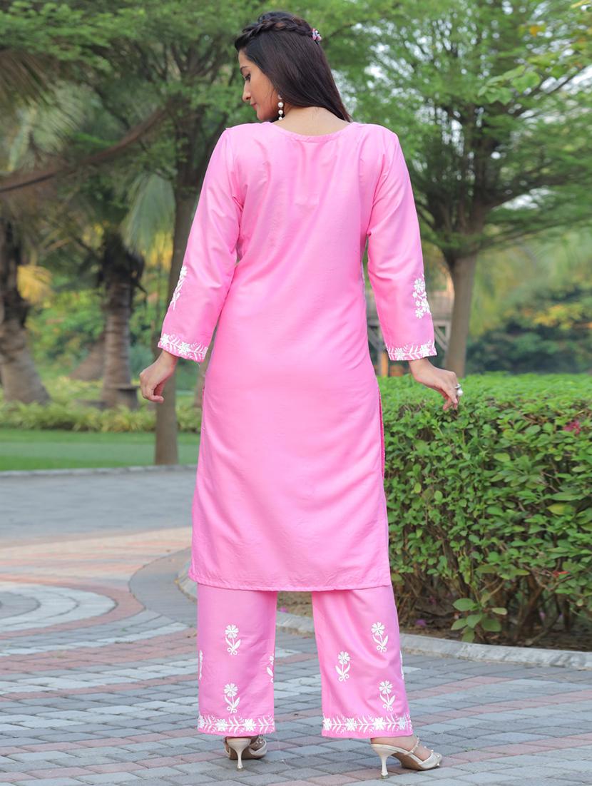 women chikankari kurta pant set - 21389314 - Standard Image - 2