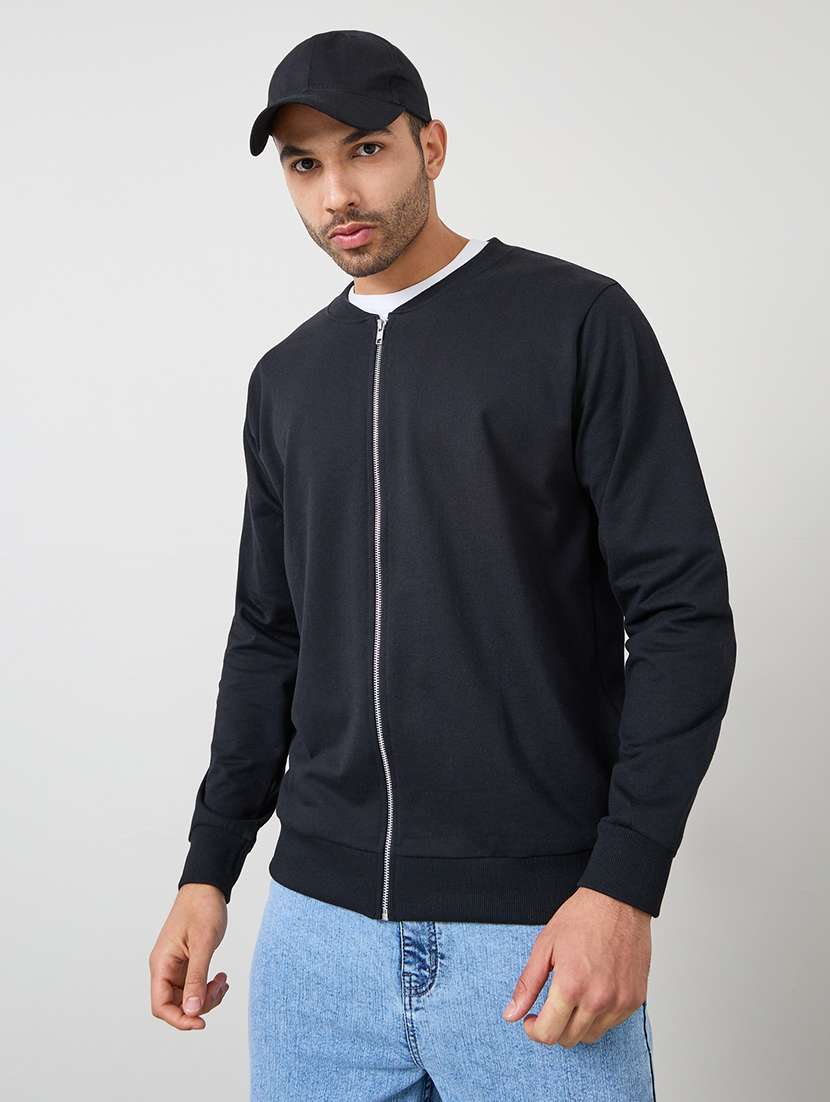 men solid long sleeve regular fit casual jacket