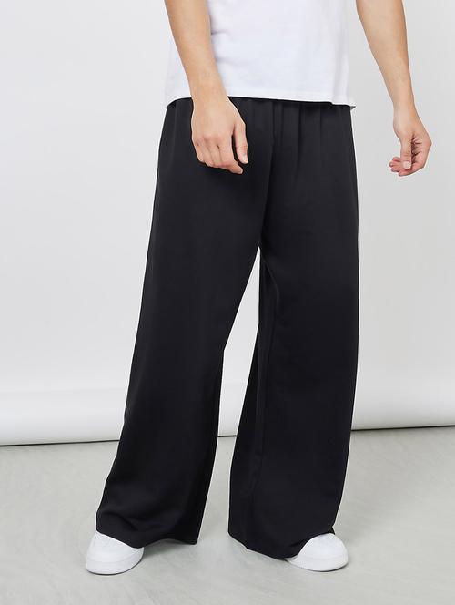 men black solid full length track pant - 21389711 - Standard Image - 0