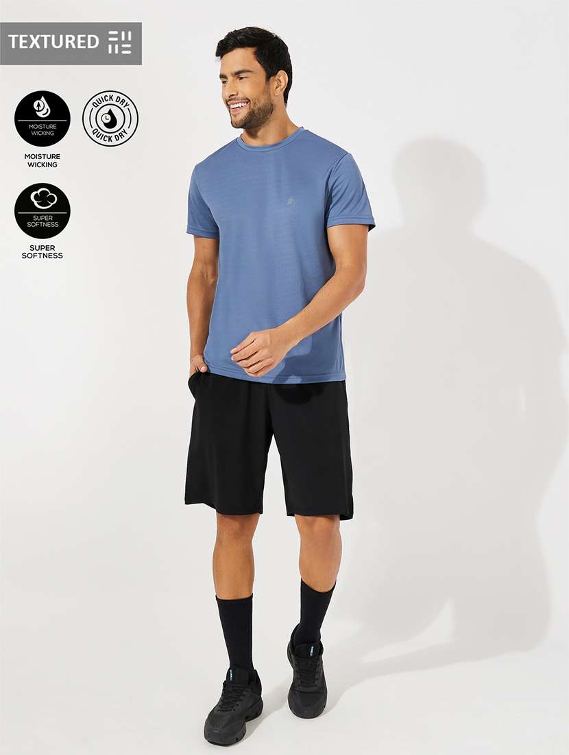 men round neck solid t-shirt & shorts co-ord set - 21389765 -  Standard Image - 2