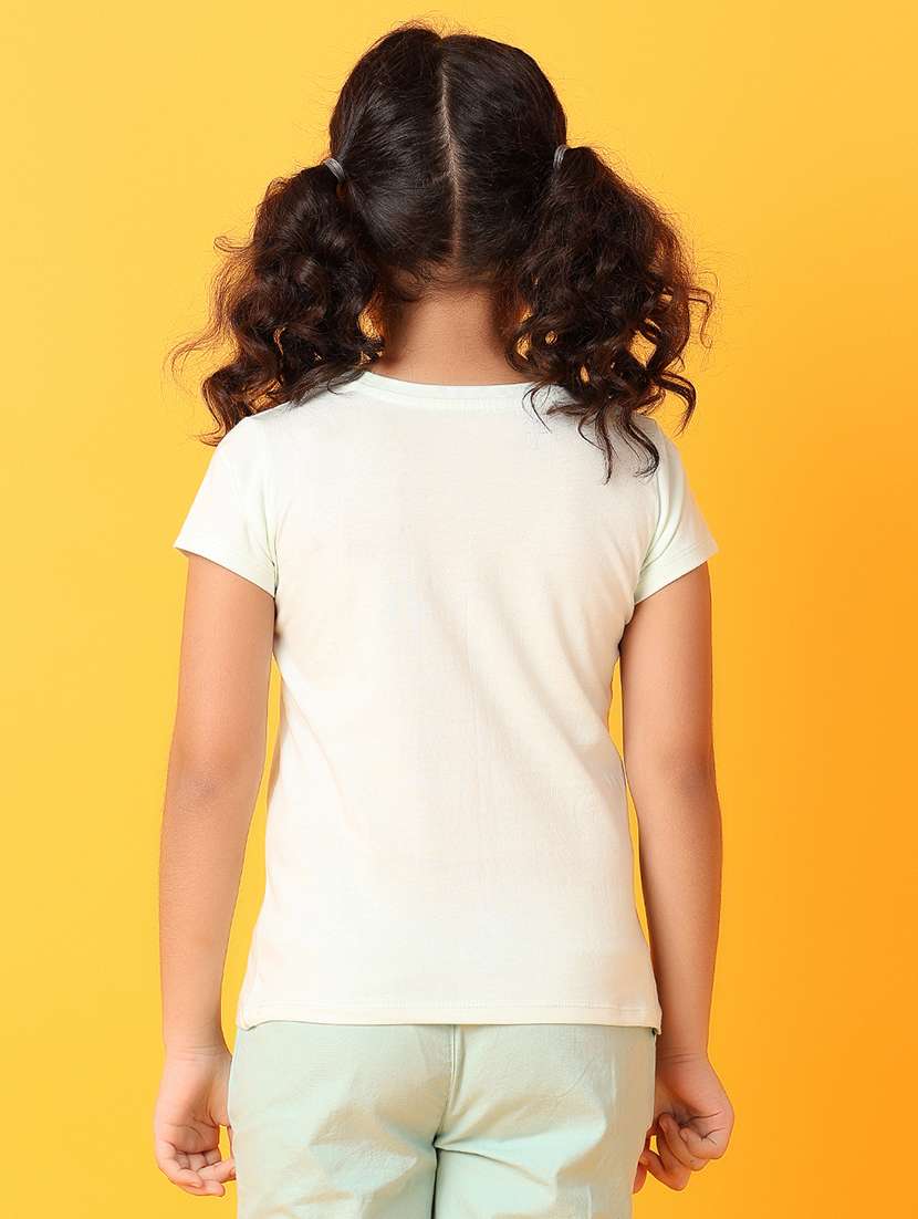 girls front printed round neck tee - 21389795 -  Standard Image - 2