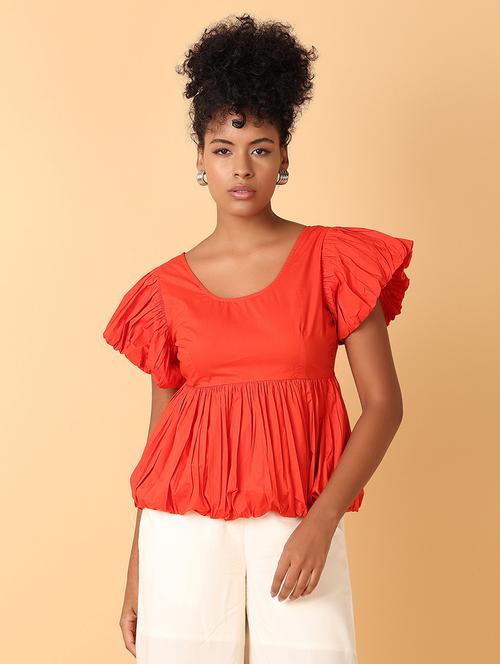women red solid short sleeve top - 21389840 -  Standard Image - 0