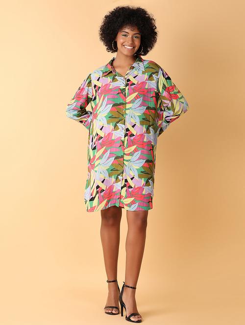 women printed long sleeve shirt dress - 21389852 -  Standard Image - 0