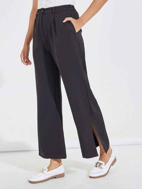 women black polyester wide leg trouser - 21390747 - Standard Image - 0