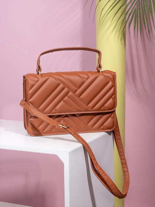 women brown pu handbag - 21390856 - Standard Image - 0