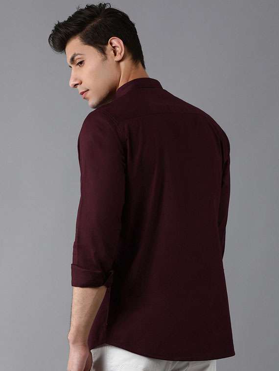 men long sleeved solid casual shirt - 21390914 -  Standard Image - 2