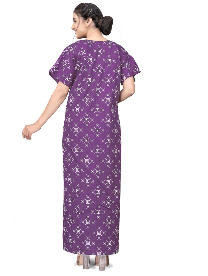 women purple cotton nighty  - 21391081 -  Standard Image - 2