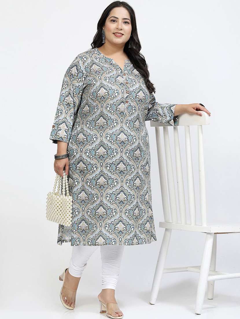 women multi color long sleeves plus size kurta