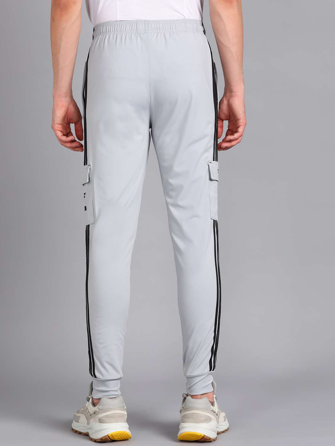 men grey mid rise side taped joggers  - 21391147 -  Standard Image - 2