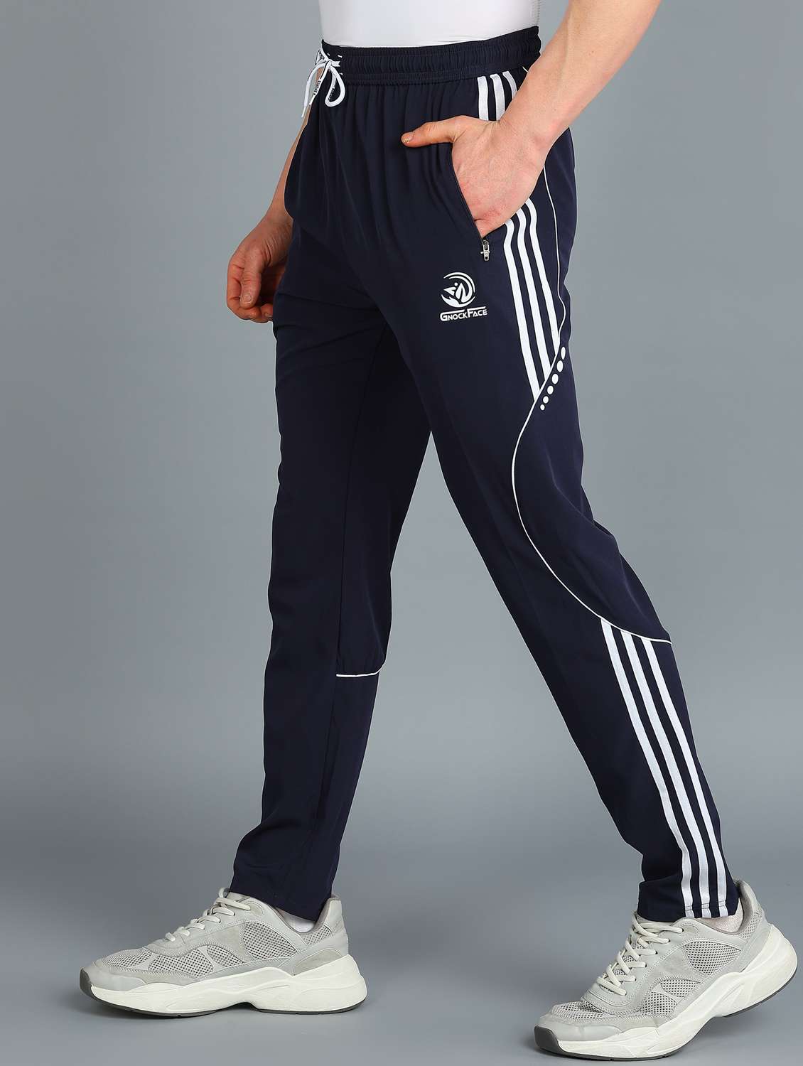 men mid rise side taped full length track pant