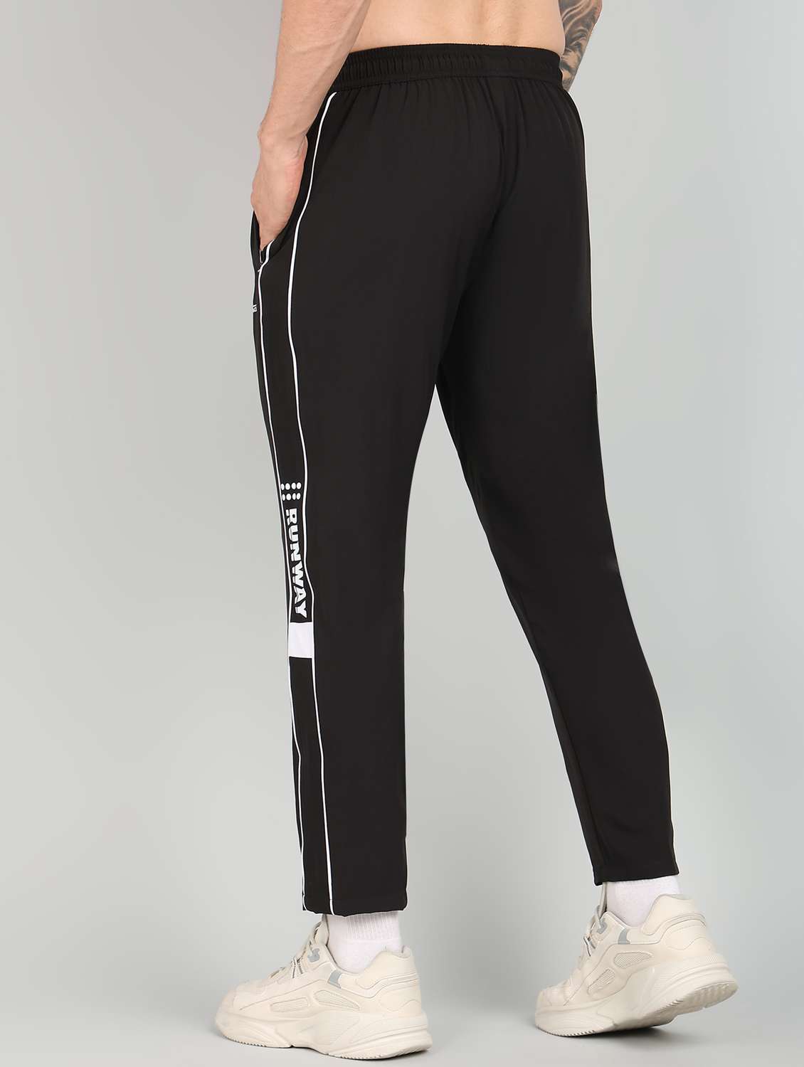 men mid rise side taped full length track pant - 21391203 -  Standard Image - 2