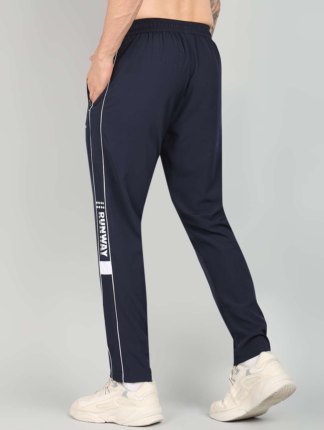 men mid rise side taped full length track pant - 21391204 -  Standard Image - 2