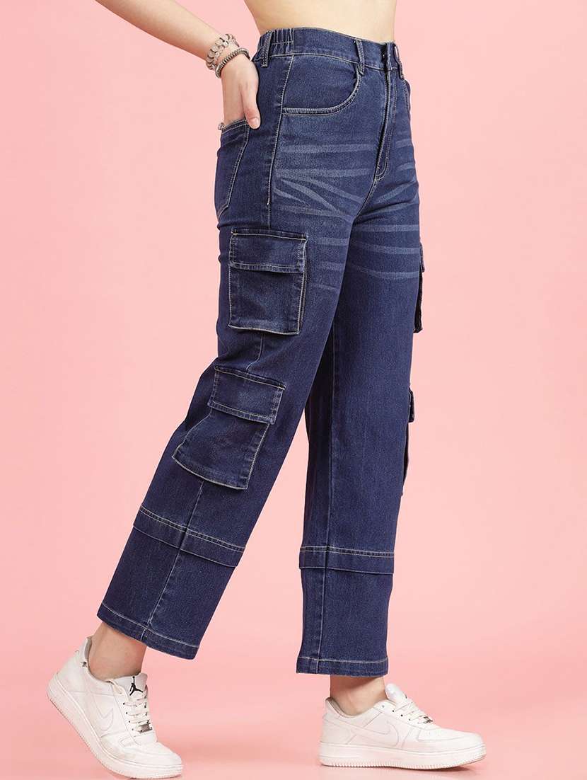 women navy blue cargo jeans - 21391282 -  Standard Image - 2