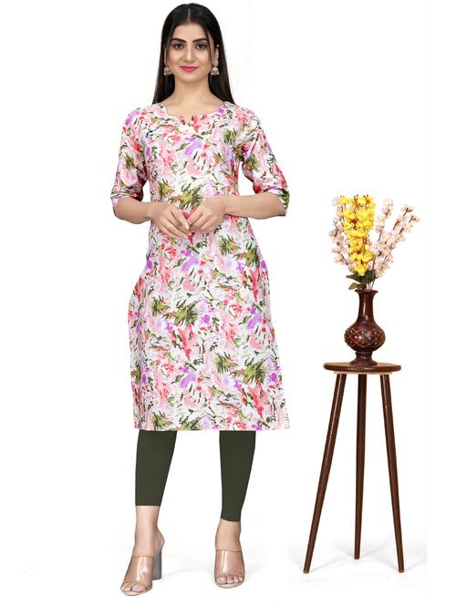 women three quarter sleeve straight kurta - 21391286 - Standard Image - 0