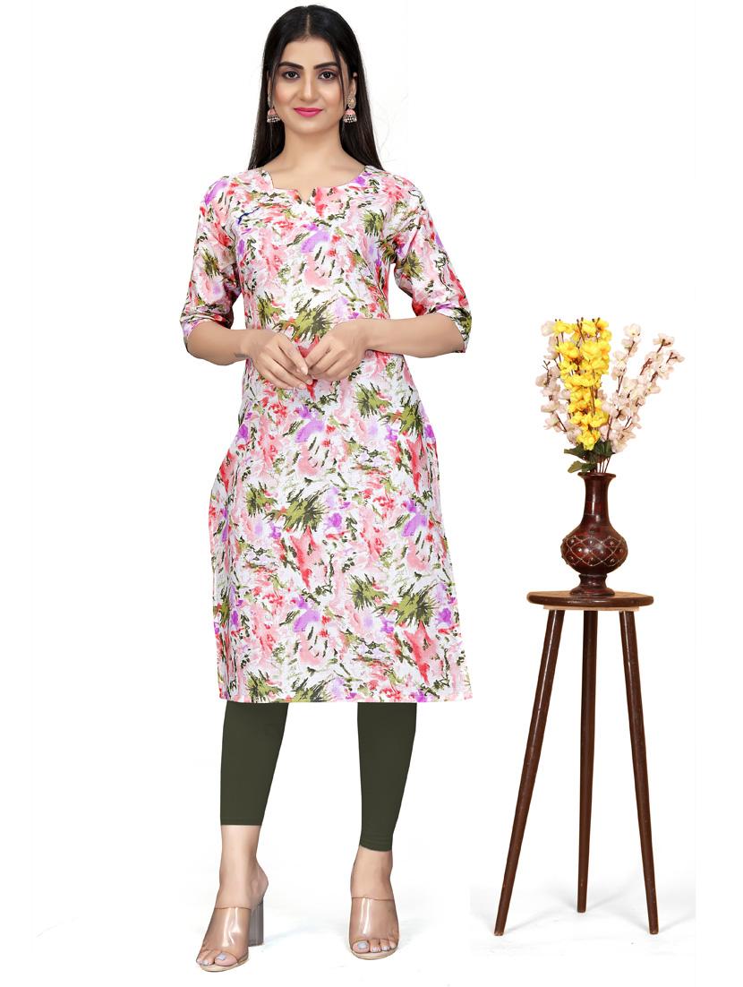 women three quarter sleeve straight kurta - 21391286 - Zoom Image - 0