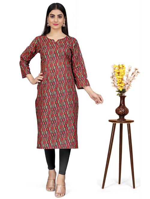 women three quarter sleeve straight kurta - 21391290 -  Standard Image - 0